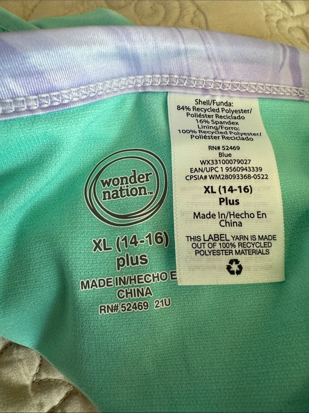 wonder nation Girls Turquoise Teal Pink Purple Palm Tree Tankini Bikini